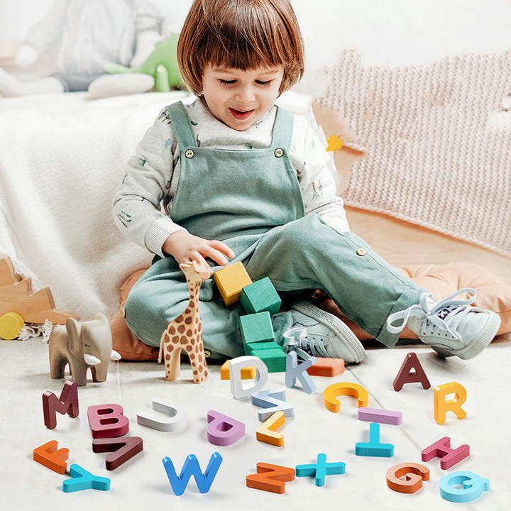 Wooden Numbers and Letters Puzzle Educational Toy