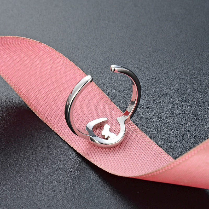 Simple Moon Rabbit Zodiac Ring