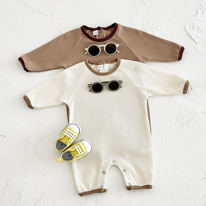Newborn Rompers Baby Waffle Short Sleeve Rompers