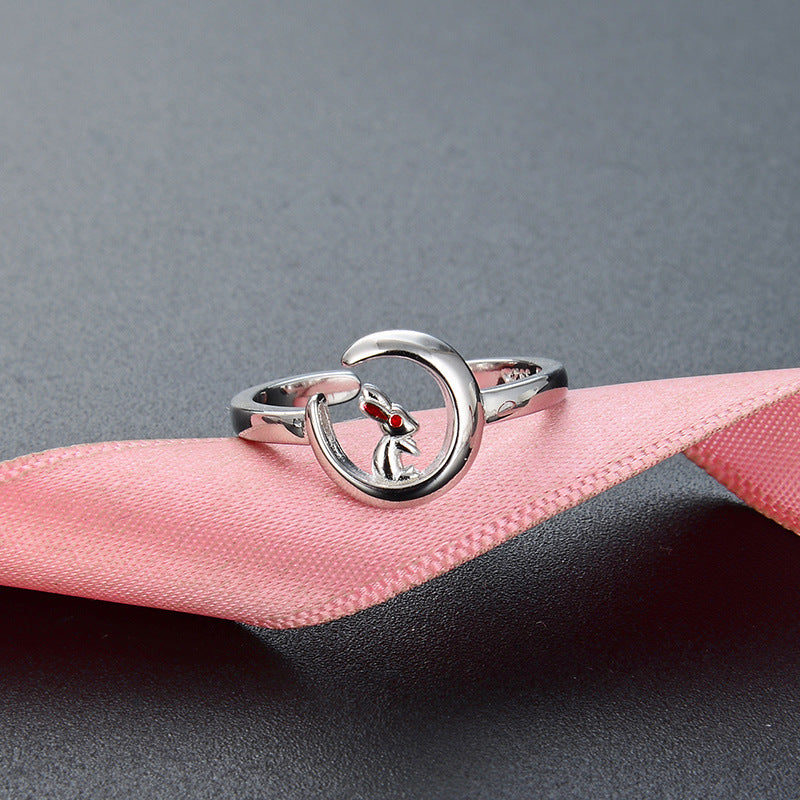 Simple Moon Rabbit Zodiac Ring