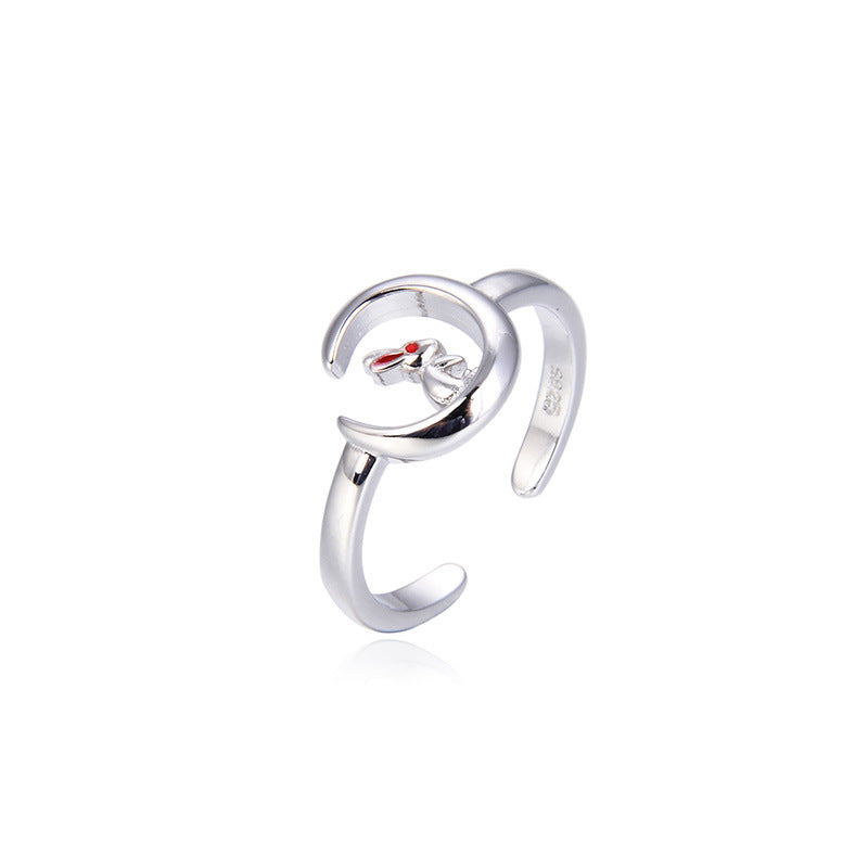 Simple Moon Rabbit Zodiac Ring