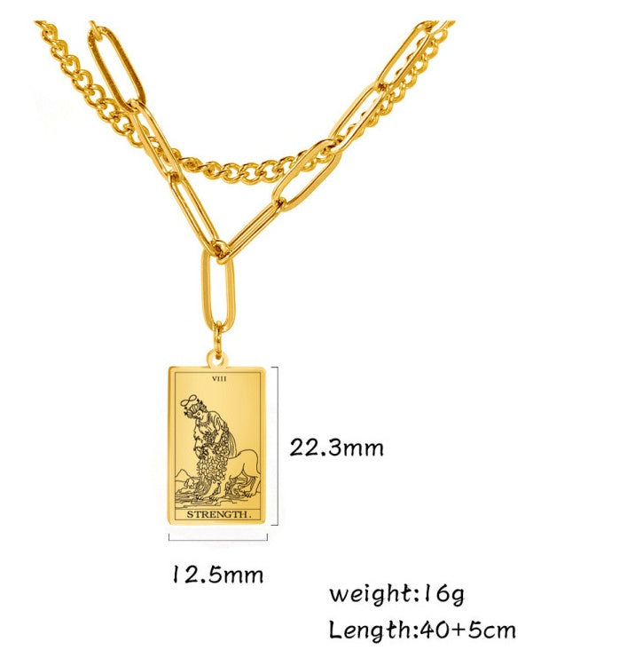 Retro Twelve Constellation Tarot Necklace