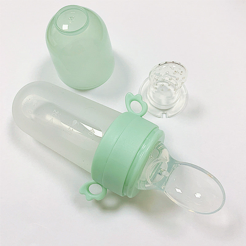 Baby Silicone Rice Cereal Feeding Bottle With Spoon