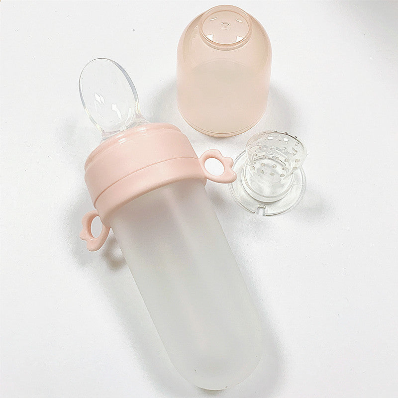 Baby Silicone Rice Cereal Feeding Bottle With Spoon