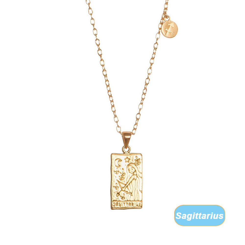 Retro Twelve Constellation Tarot Necklace